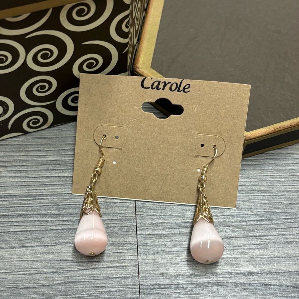 Pink and Gold Dangle Earrings